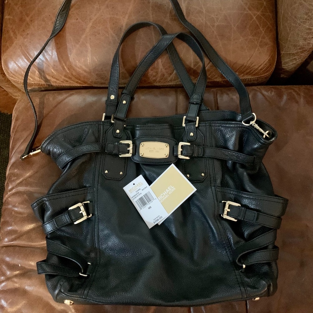 Ex large Michael Kors black pebble leather purse